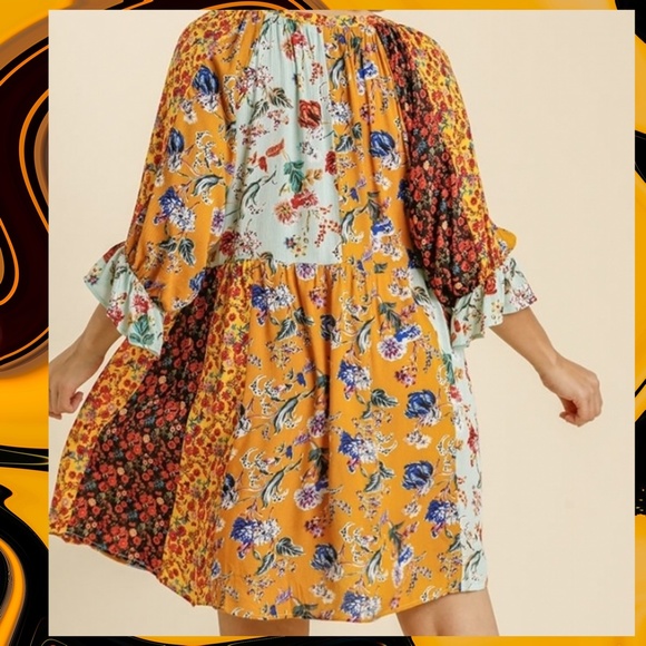 UMGEE Sunshine Mixed Floral Print Babydoll Dress - Picture 5 of 12